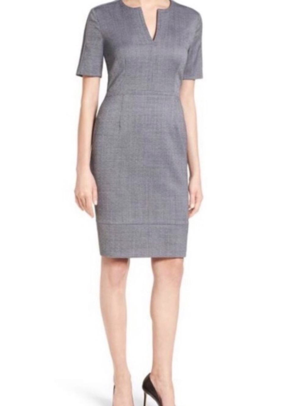 Hugo Boss Dalesana Dress Womens size 6 Gray Sheath Career Office Knee Length